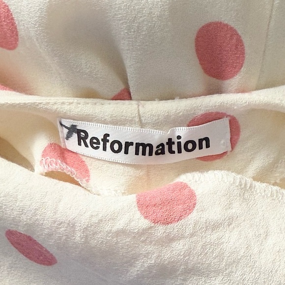 REFORMATION 90s Polka Dot Sleeveless Tie Strap Open Back Midi Slip Dress S - Picture 4 of 6